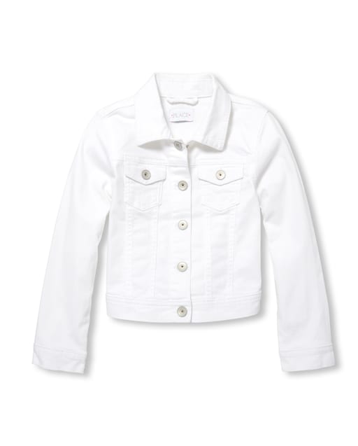 Girls White Denim Jacket