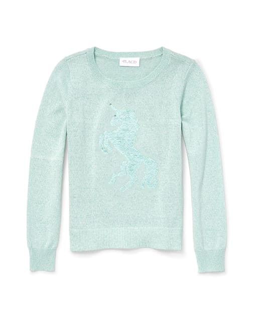 Pull métallisé à sequins rabattables pour fille