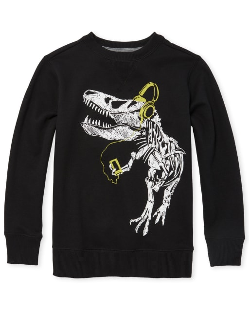 Boys Active Graphic Crew Neck Fleece Top