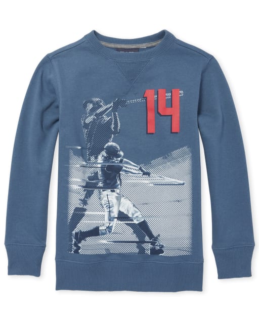 Boys Active Graphic Crew Neck Fleece Top