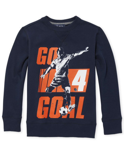 Boys Active Graphic Crew Neck Fleece Top