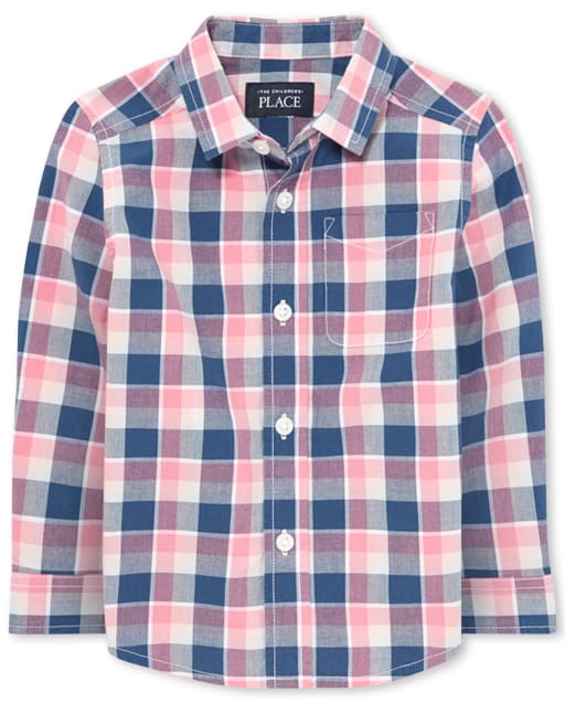 Baby And Toddler Boys Plaid Poplin Button Down Shirt
