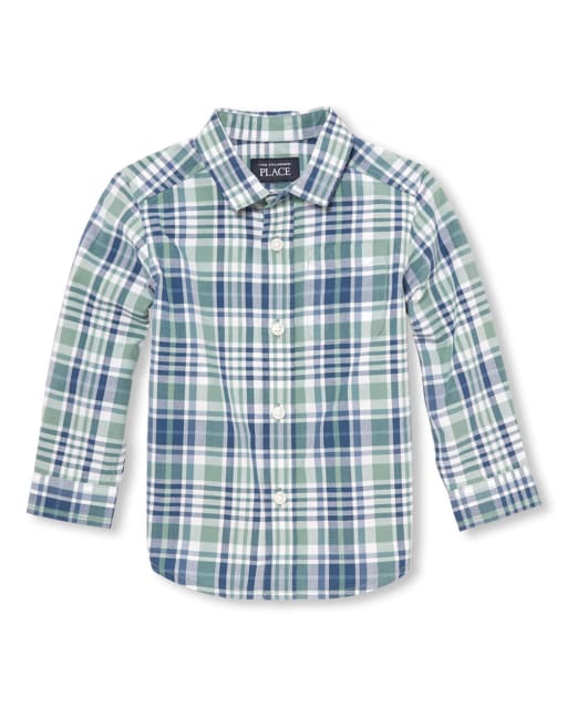 Baby And Toddler Boys Plaid Poplin Button Down Shirt
