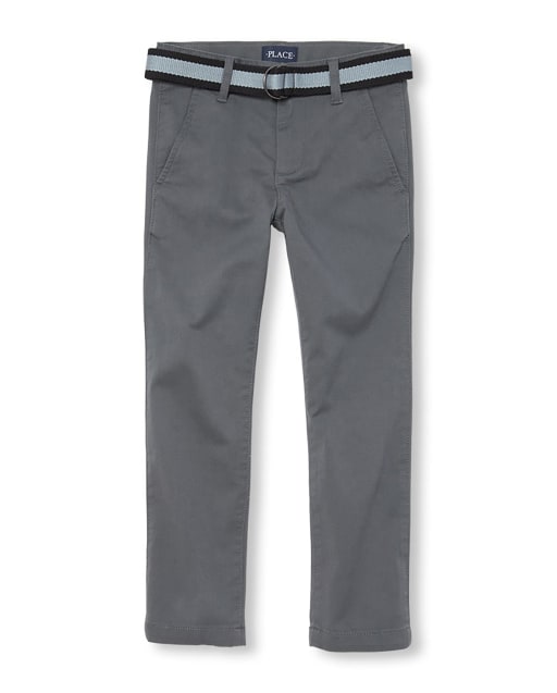 Boys Belted Skinny Chino Pants