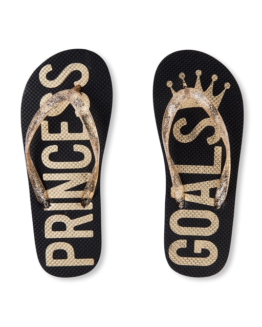 Girls Foil 'Princess Goals' Flip Flops