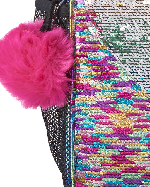 girls flip sequin rainbow heart backpack