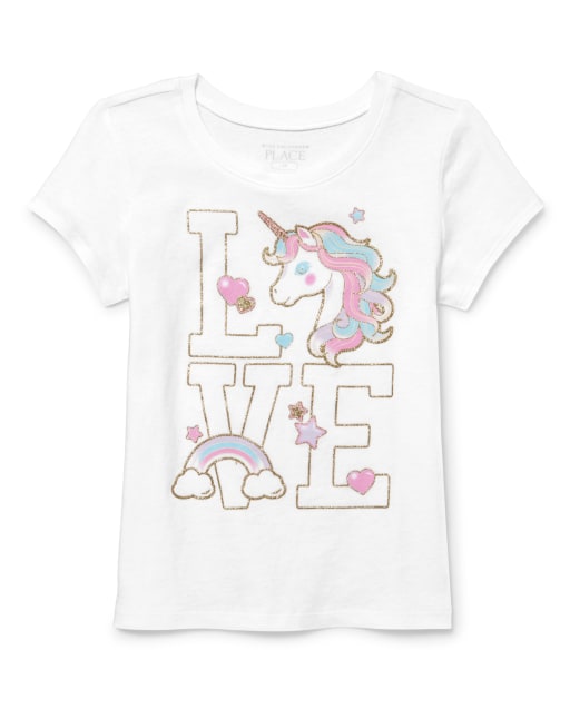 Baby And Toddler Girls Glitter Unicorn Graphic Tee