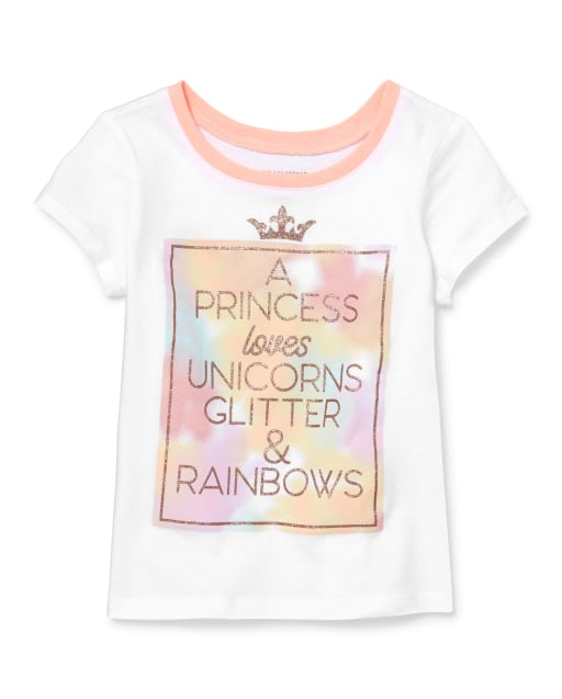 Baby And Toddler Girls Glitter Princess Graphic Tee