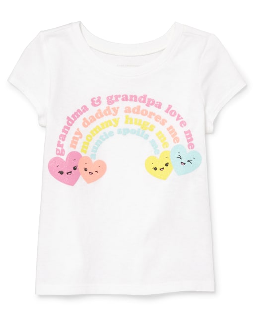 Camiseta con estampado familiar y purpurina para bebés y niñas pequeñas
