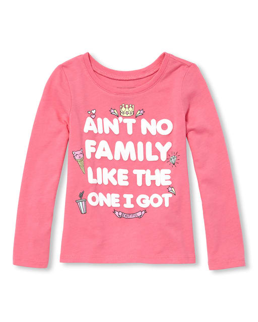 Baby And Toddler Girls Puff Print Family Graphic Tee