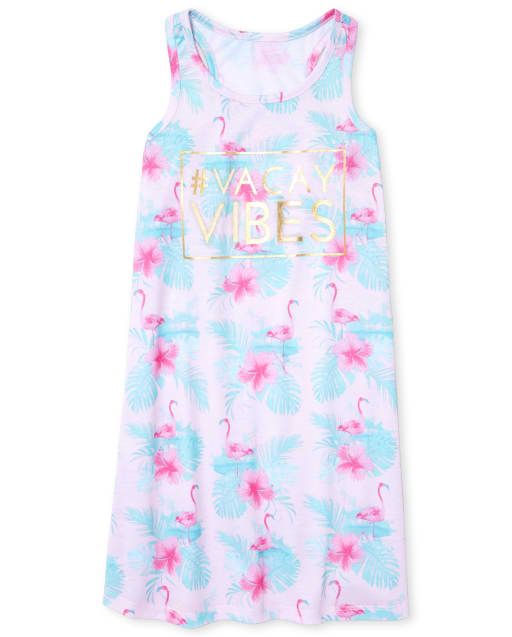 Girls Foil Flamingo Nightgown