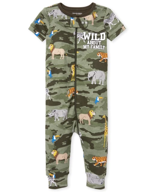 Pijamas familiares de una pieza de algodón ajustados para bebés y niños pequeños