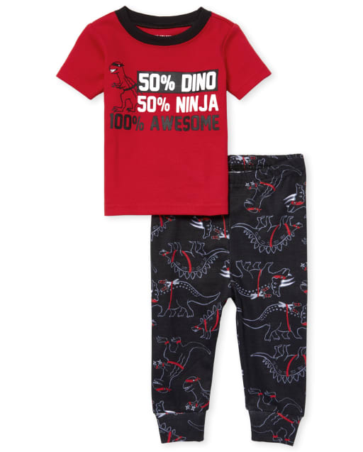 Baby And Toddler Boys Dino Ninja Snug Fit Cotton Pajamas