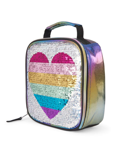 girls flip sequin rainbow heart backpack