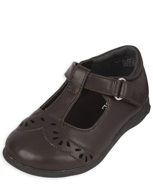 Toddler Girls Laser Cut Flower T-Strap Mary Jane Shoes