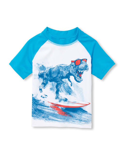 Rashguard gráfico de manga raglán corta para bebés y niños pequeños