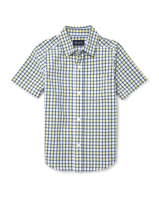 Camisa con botones de popelina a cuadros para niños