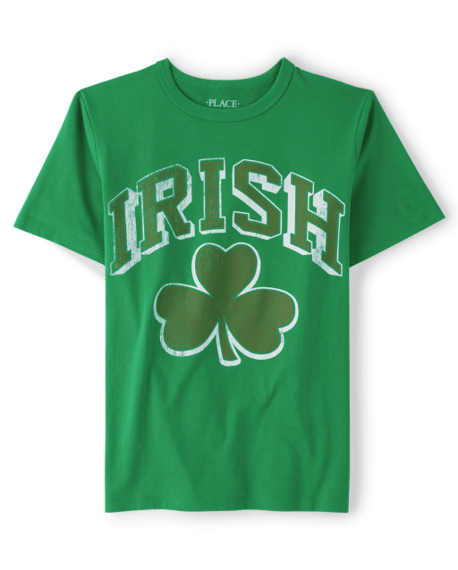 Boys Matching Family St. Patrick's Day Short Sleeve 'Irish' Shamrock Graphic Tee