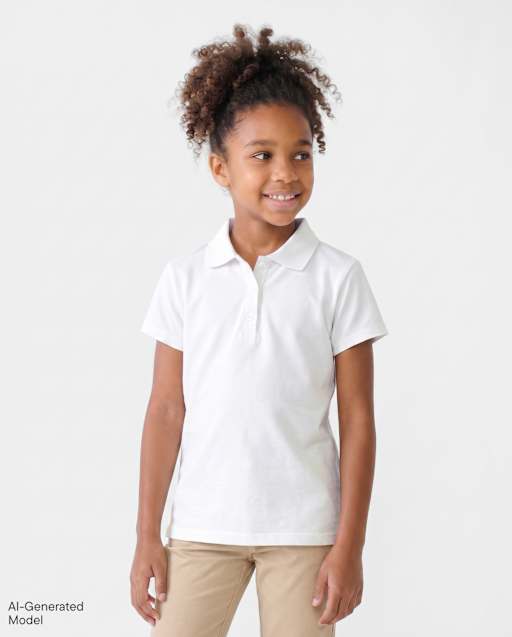 Polo piqué extensible et doux pour uniforme pour fille - Taille Plus