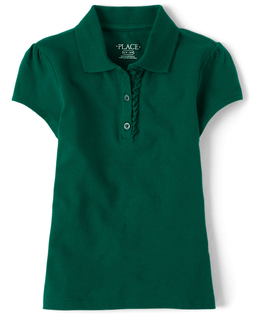 uniformes pour fille Ruffle Pique Polo - Plus