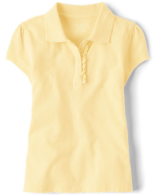 Girls Uniform Ruffle Pique Polo - Plus