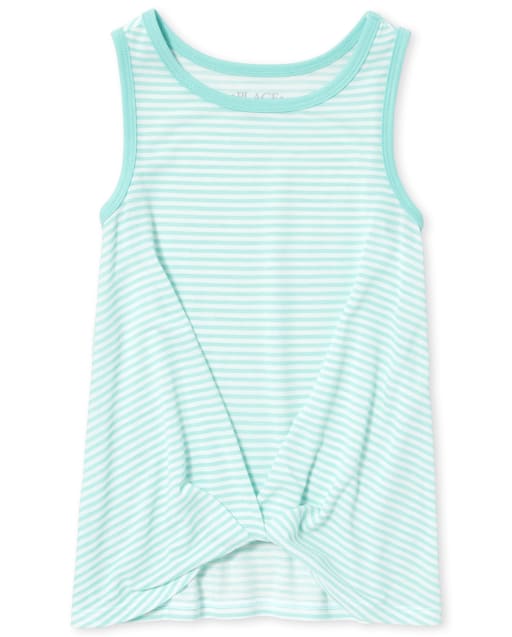 Girls Striped Twist Front Tank Top