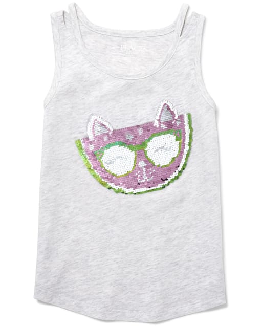 Girls Flip Sequin Cut Out Tank Top