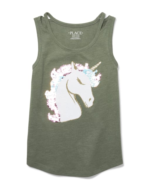Girls Flip Sequin Cut Out Tank Top