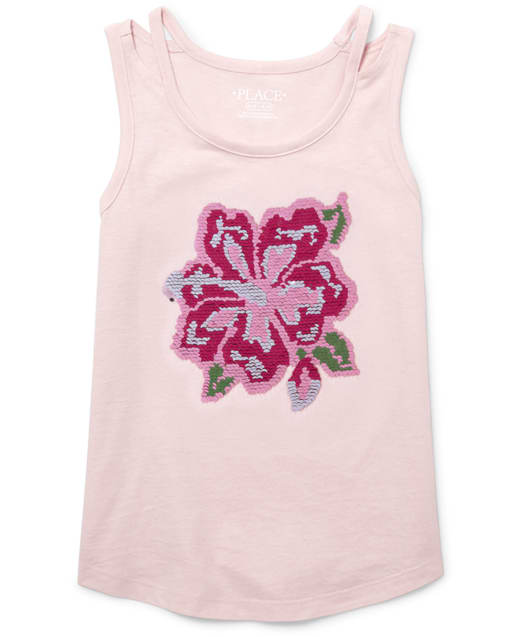 Camiseta sin mangas con abertura y lentejuelas para niñas