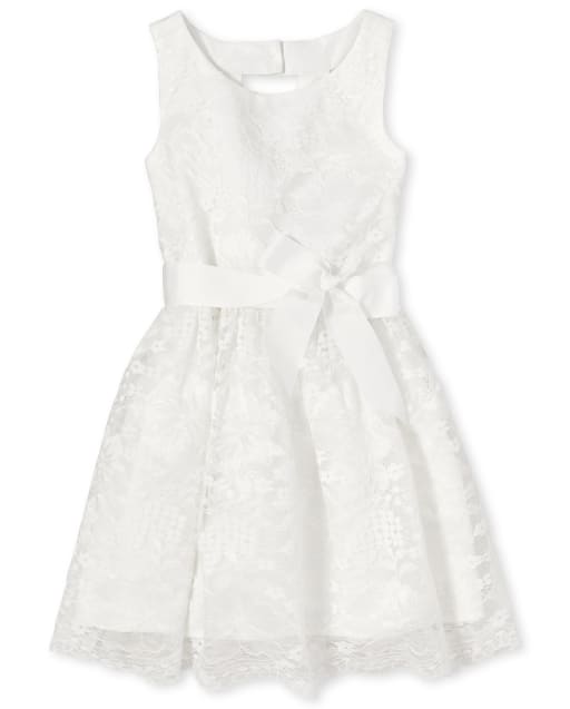 white floral lace cutout dress