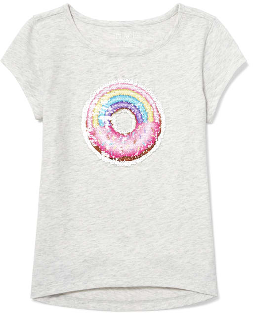 Haut beignet arc-en-ciel à sequins et à rabat pour fille