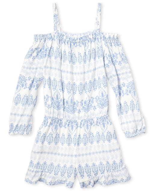 Girls Floral Off Shoulder Romper
