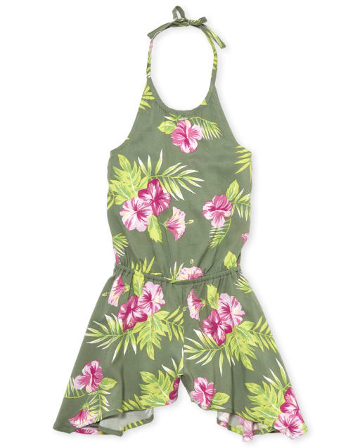 Girls Floral Halter Romper