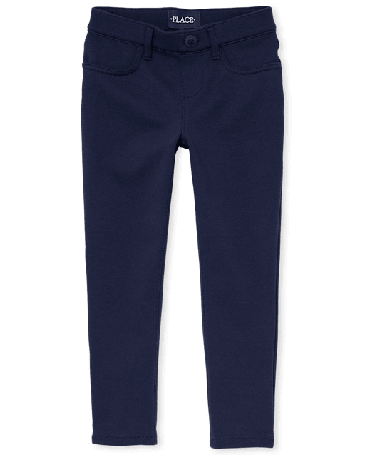 Girls Uniform Ponte Knit Pull On Jeggings - Slim