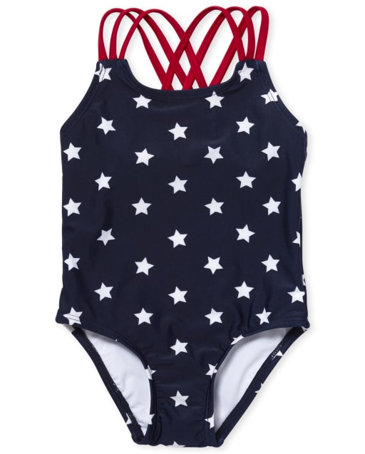 Baby And Toddler Girls Americana Star Print One Piece Swimsuit