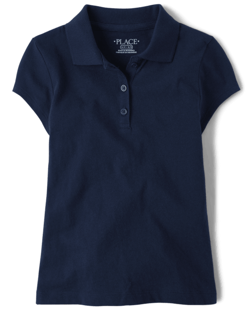 Polo de jersey suave de manga corta uniforme para niñas