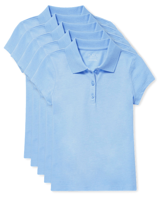 Polo de piqué de uniforme para niña, paquete de 5