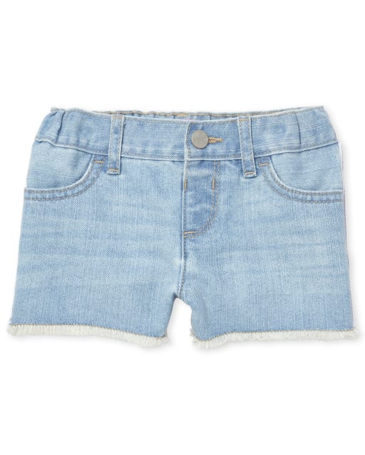 Shorts cortos de mezclilla con rayas laterales y purpurina para bebés y niñas pequeñas