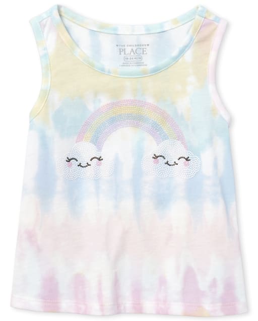 Camiseta sin mangas con efecto tie-dye y adornos para bebés y niñas pequeñas