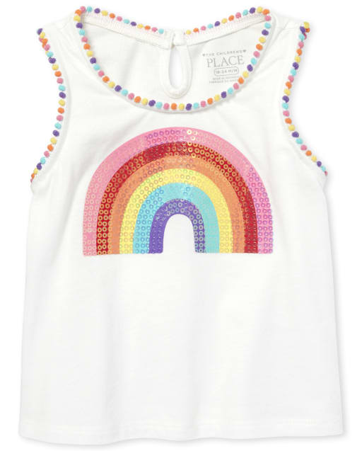 Camiseta sin mangas para bebés y niñas pequeñas sobre el arcoíris