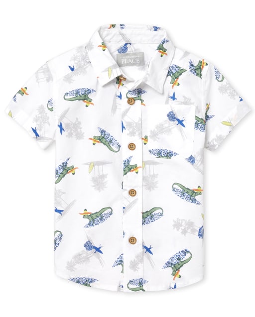 The Childrens Place Baby Boys Short Sleeve Printed Poplin