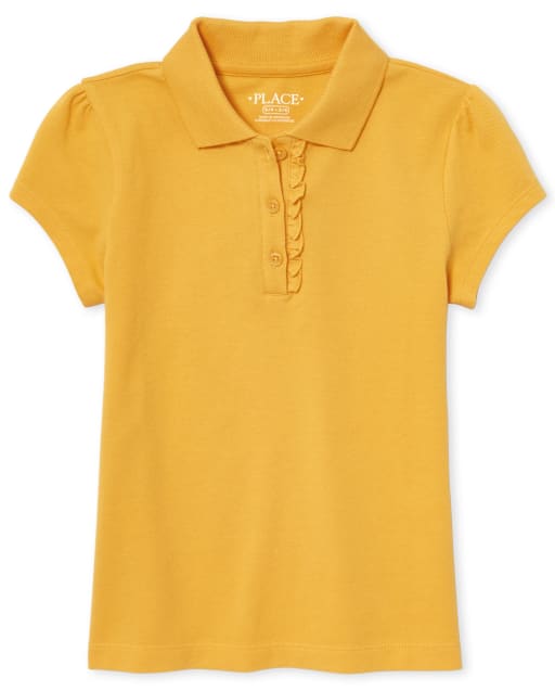 Polo de piqué con volantes de uniforme para niñas