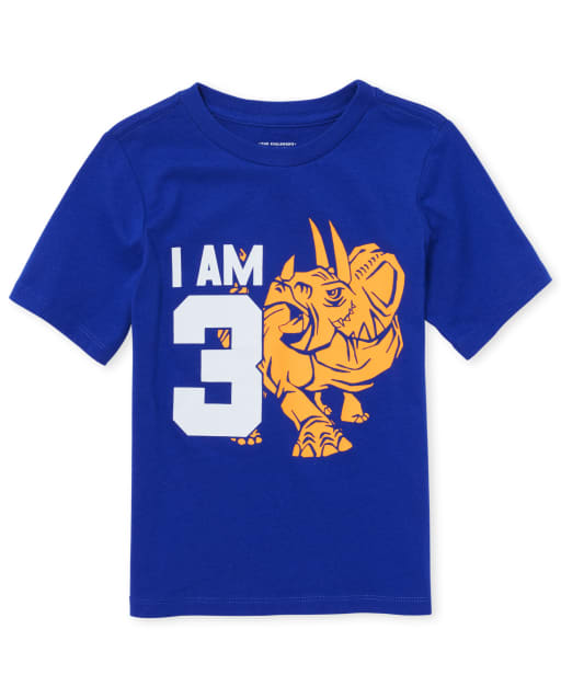 Baby And Toddler Boys 3 Triceratops Birthday Graphic Tee