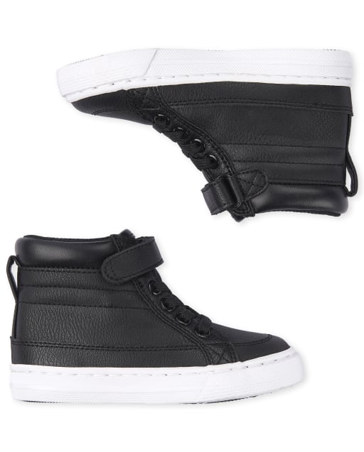 Toddler Boys Faux Leather Hi Top Sneakers
