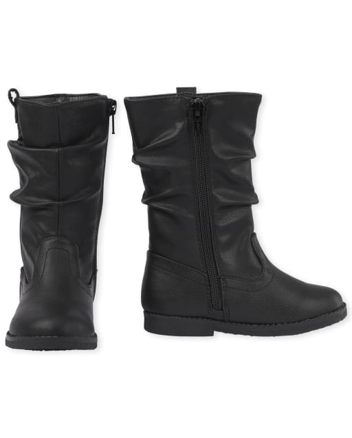 girls black leather boots