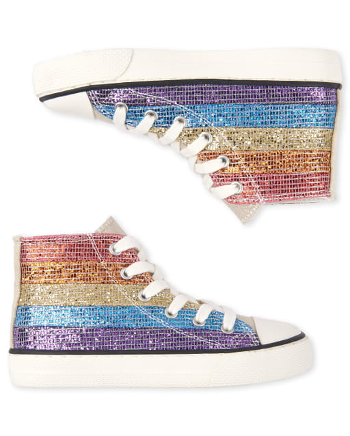 girls rainbow glitter shoes