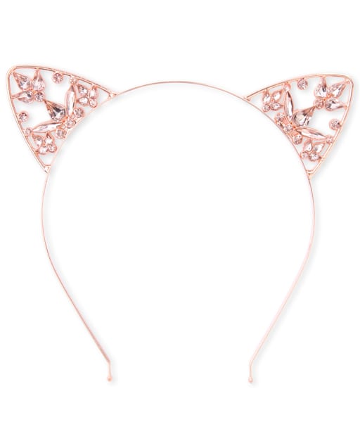 Girls Jeweled Cat Ears Metal Headband
