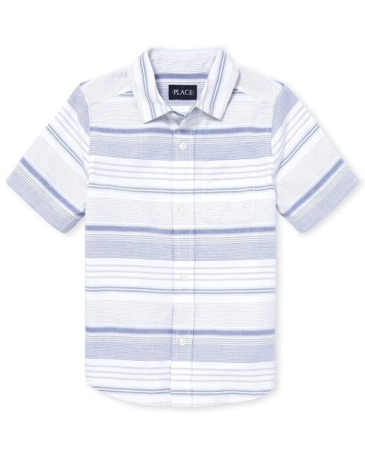Boys Striped Oxford Button Down Shirt