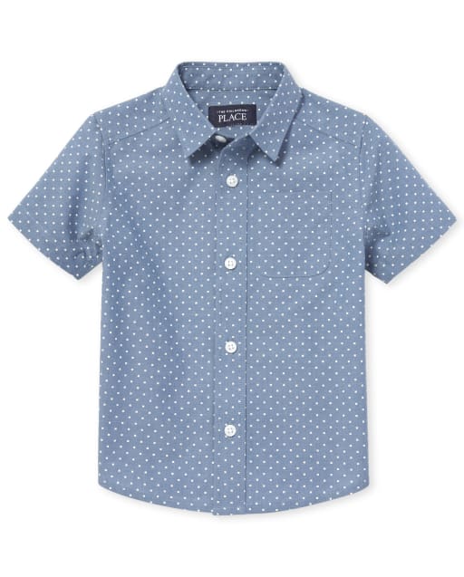 The Childrens Place Baby Boys Short Sleeve Printed Poplin