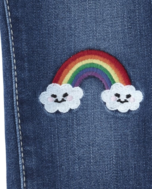 rainbow embroidered jeans